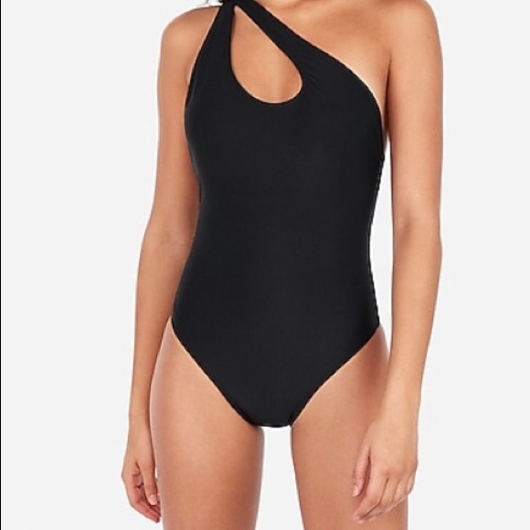 Express Other - Black One Shoulder Cheeky Bathing Suit